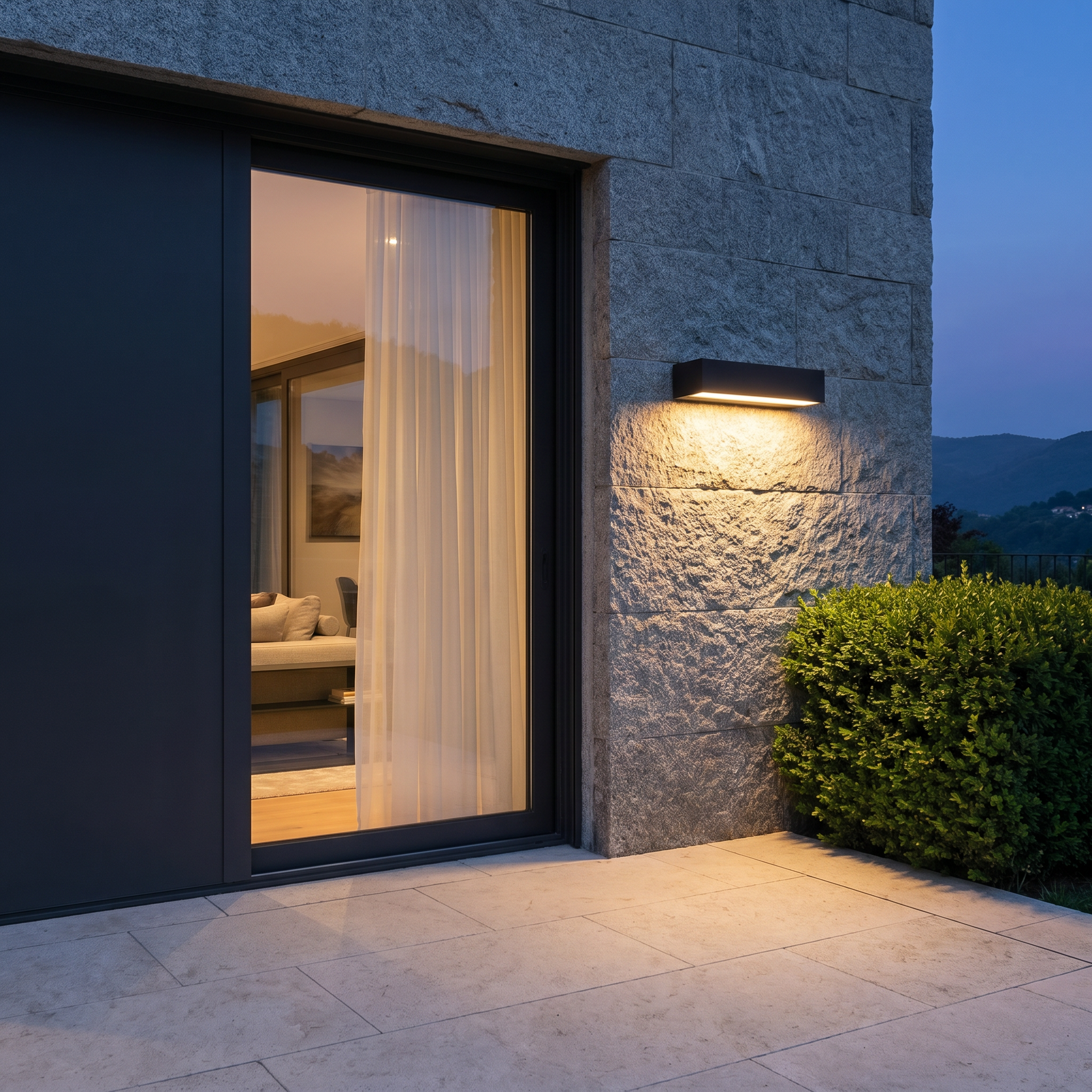 Lifestyle scene — Black Die-Cast Aluminum Linear LED 12W Outdoor Wall Light