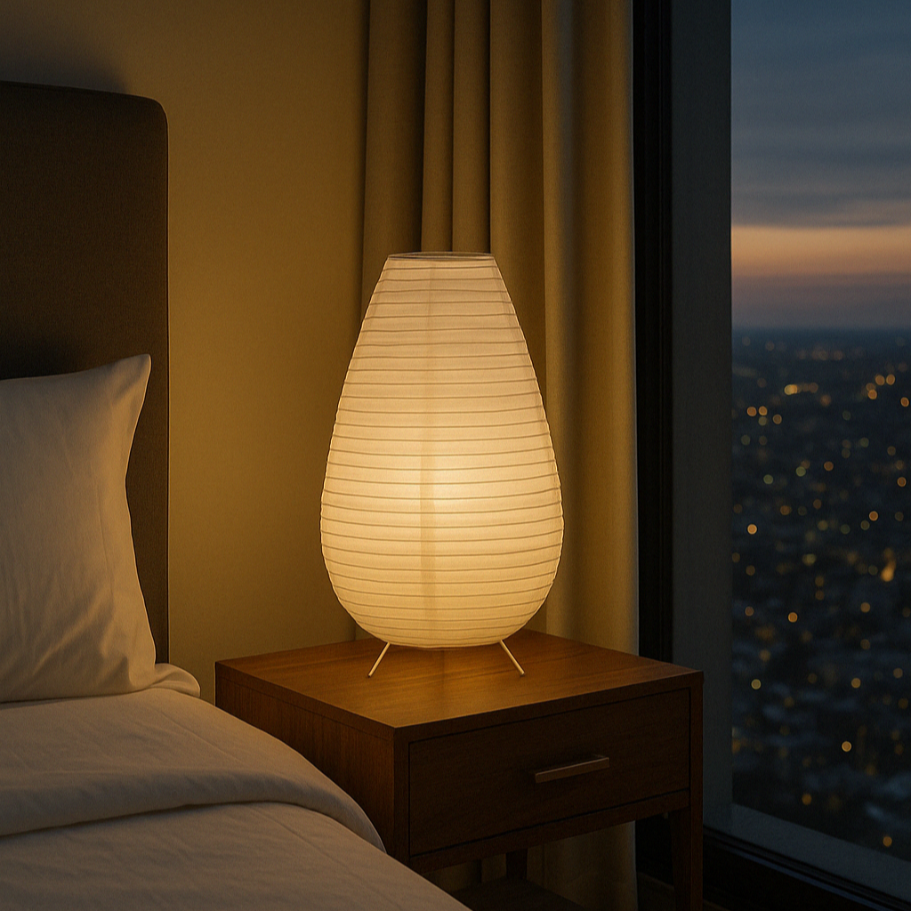Nala | Table Lamp with Elegant Rice Paper Design for Cozy Bedroom Ambiance
