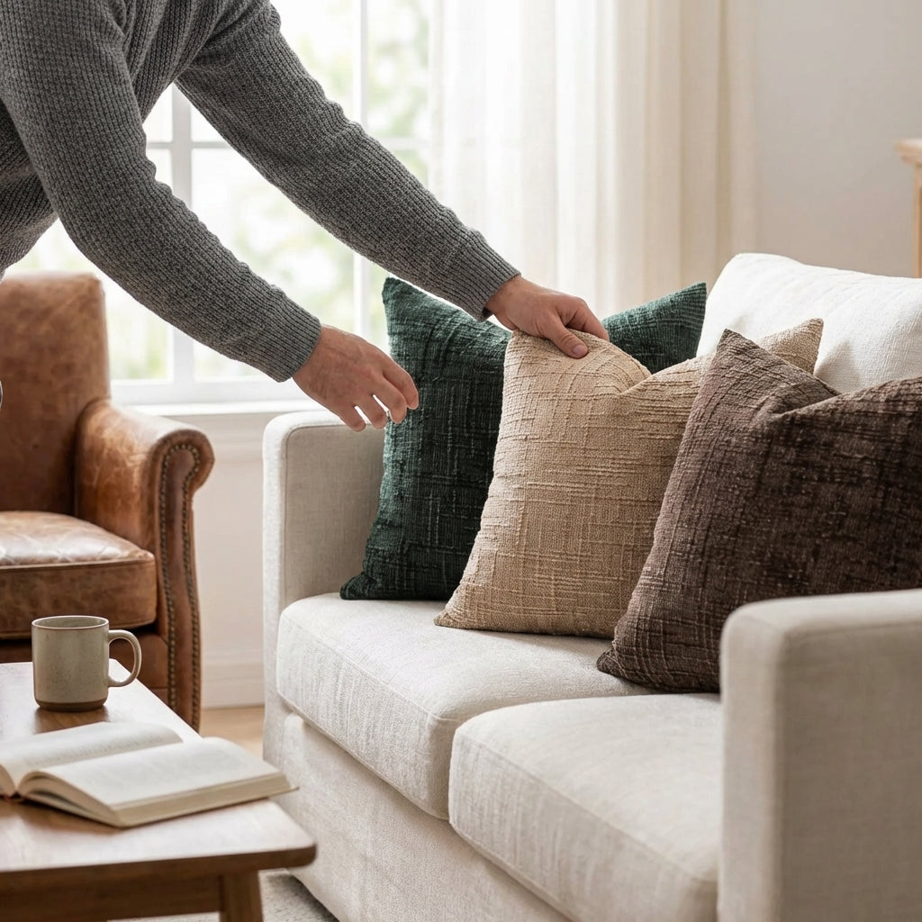 AI generated: Velvet Haven | Chenille Cushion with Bamboo Structure and Soft Comfort Fabric