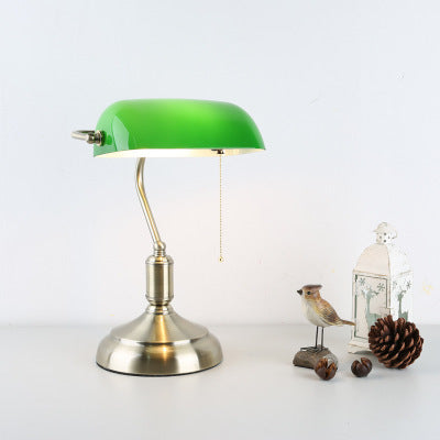 Hand-Blown Green Glass Curved Adjustable 1-Light Table Lamp