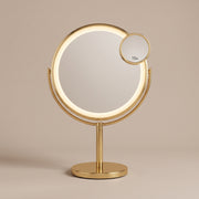 Aura Vanity LED makeup mirror, lit, studio view
