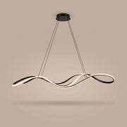 Ondine wave linear LED pendant, lit, studio view