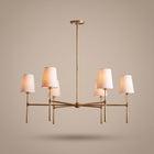 Belmont | Mid-Century Round Chandelier with Linen Shades