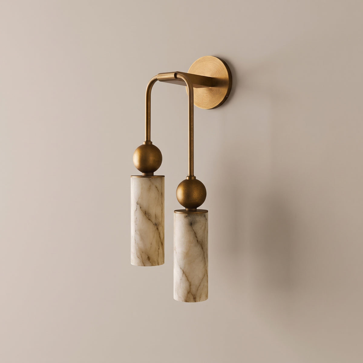 Alba alabaster wall sconce, three-quarter view, unlit