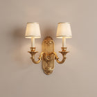 Versailles | Gold Leaf Double Candle Wall Sconce with Fabric Shades