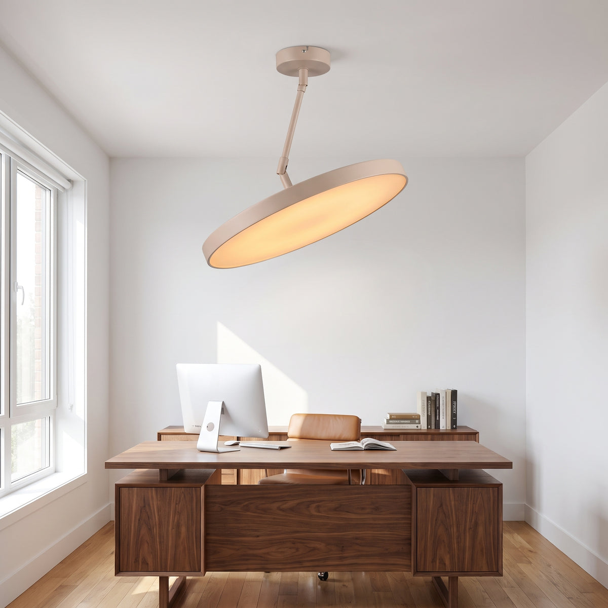 Sway disc ceiling light in a modern home office