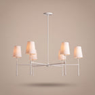 Belmont | Mid-Century Round Chandelier with Linen Shades