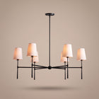 Belmont | Mid-Century Round Chandelier with Linen Shades