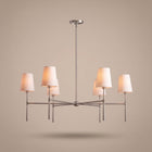 Belmont | Mid-Century Round Chandelier with Linen Shades