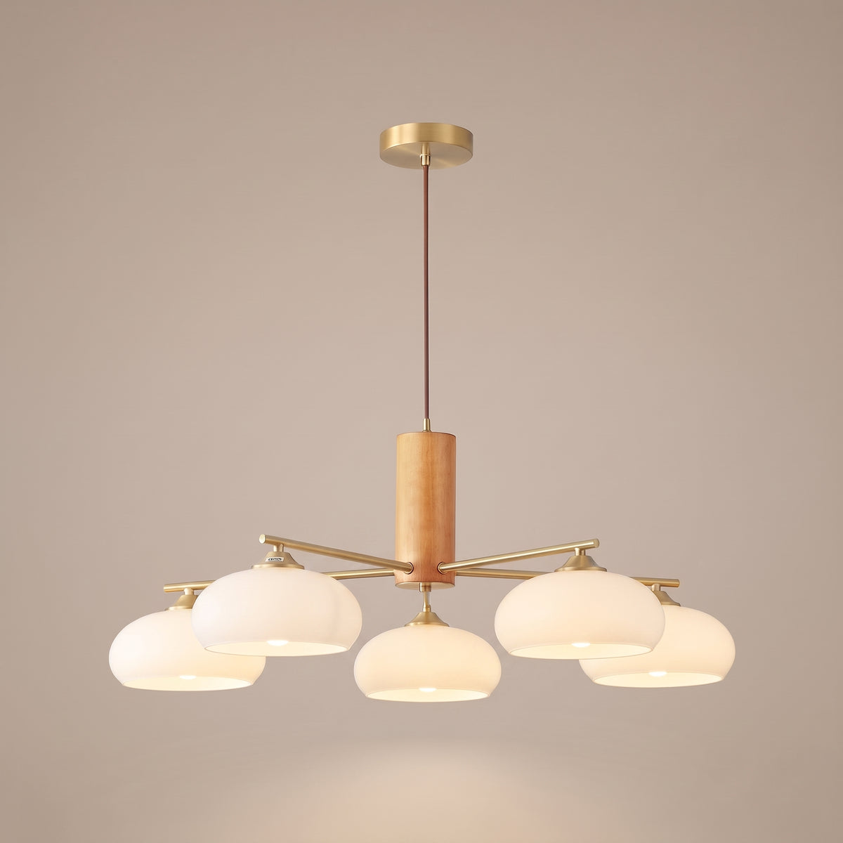 Kaki chandelier with white glass - finish option