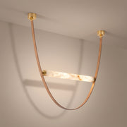 Selle alabaster and leather pendant, lit
