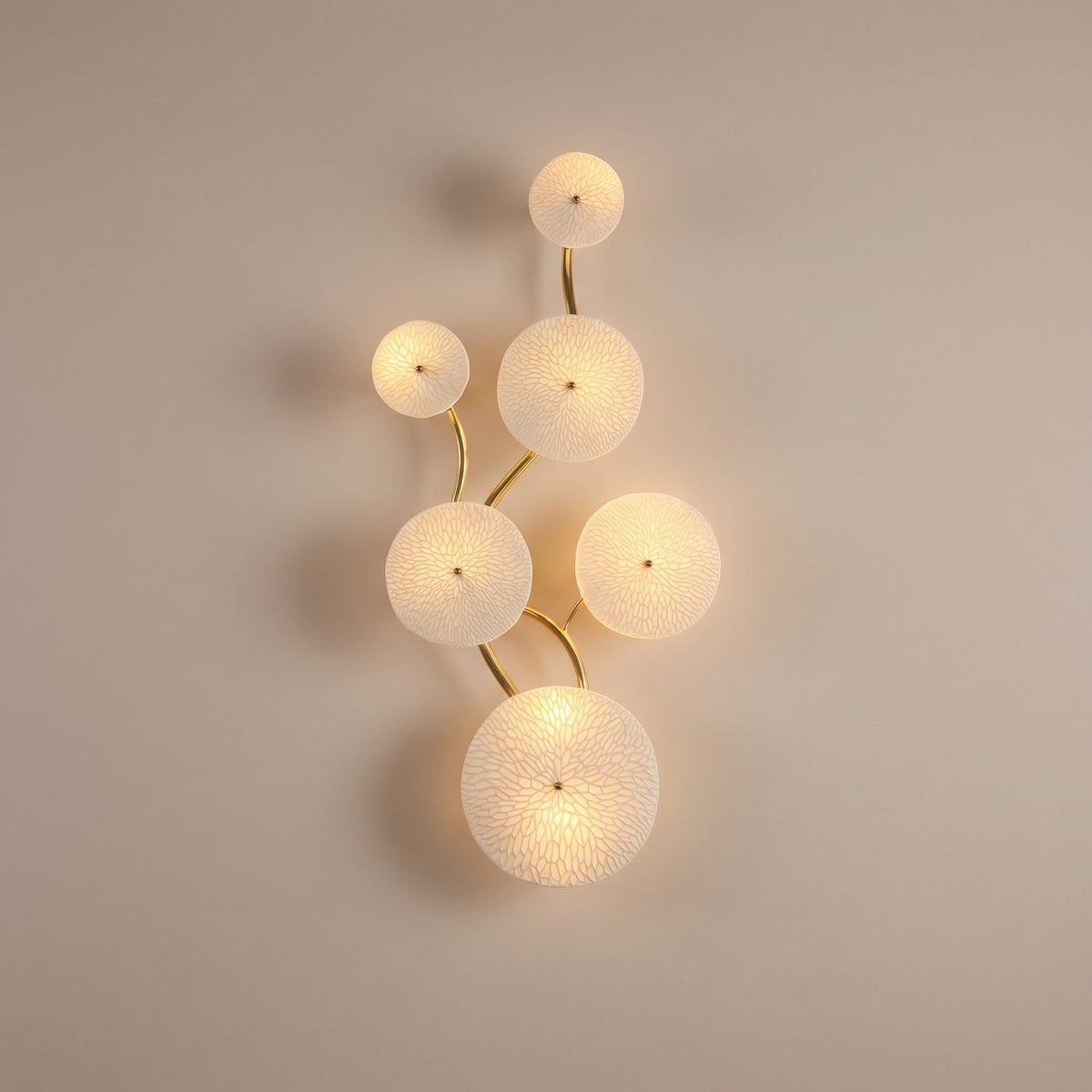Petala ceramic petal wall sconce, lit