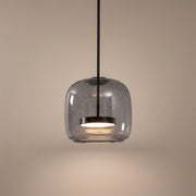 Orbe smoke glass pendant, lit