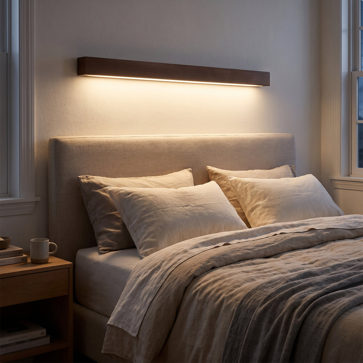 Lineo walnut light above a bed