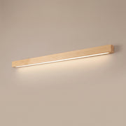 Lineo natural pine linear wall light, lit