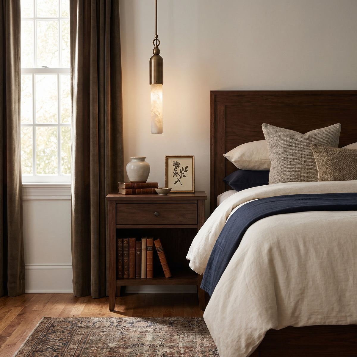 Colonne alabaster pendant in a bedroom