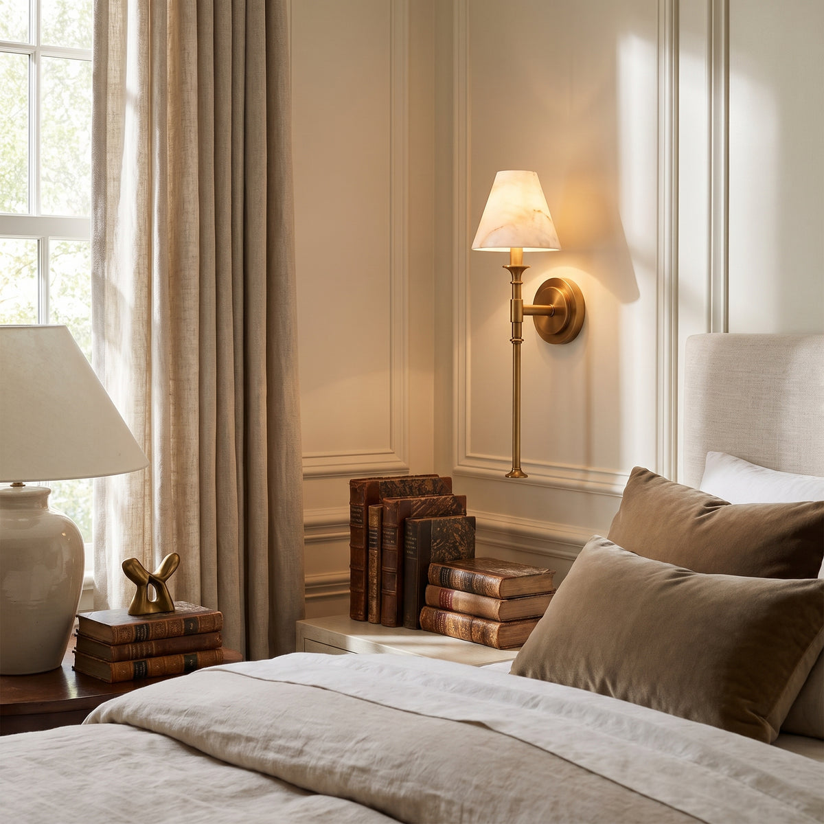 Flambeau wall sconce in a bedroom