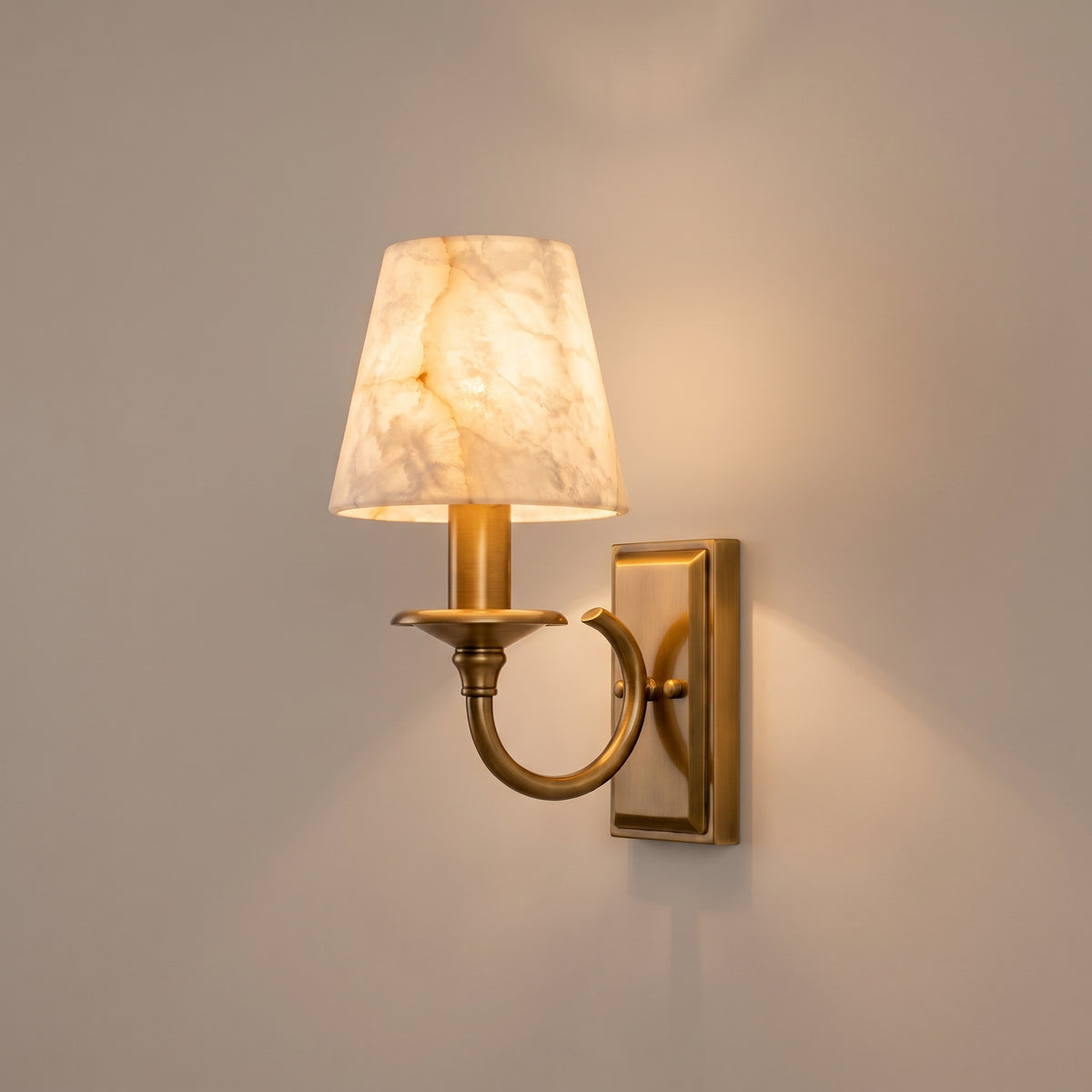 Bougie alabaster candle wall sconce in brass