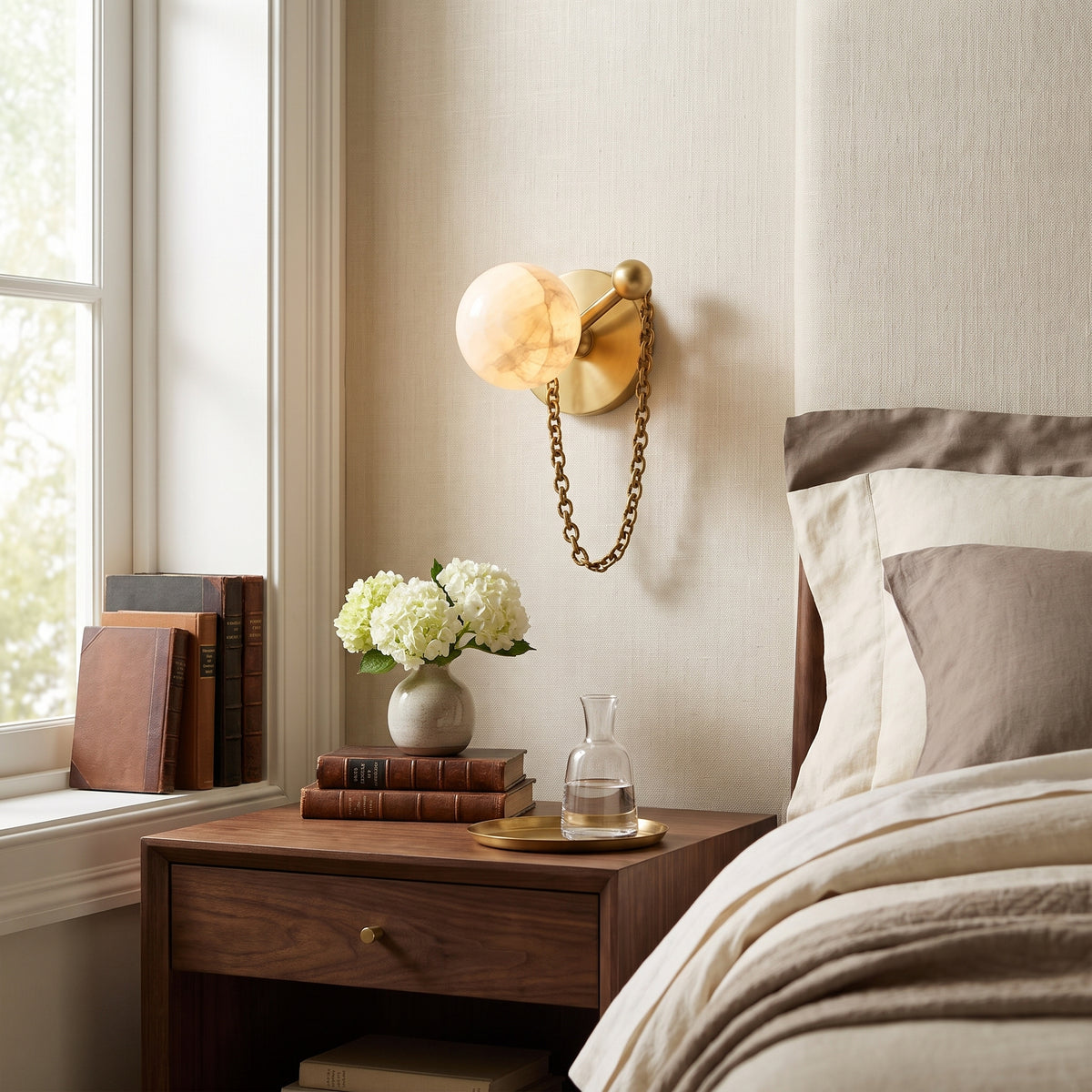 Collier wall sconce in a bedroom