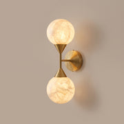 Deux Lunes up and down alabaster globe wall sconce in brass