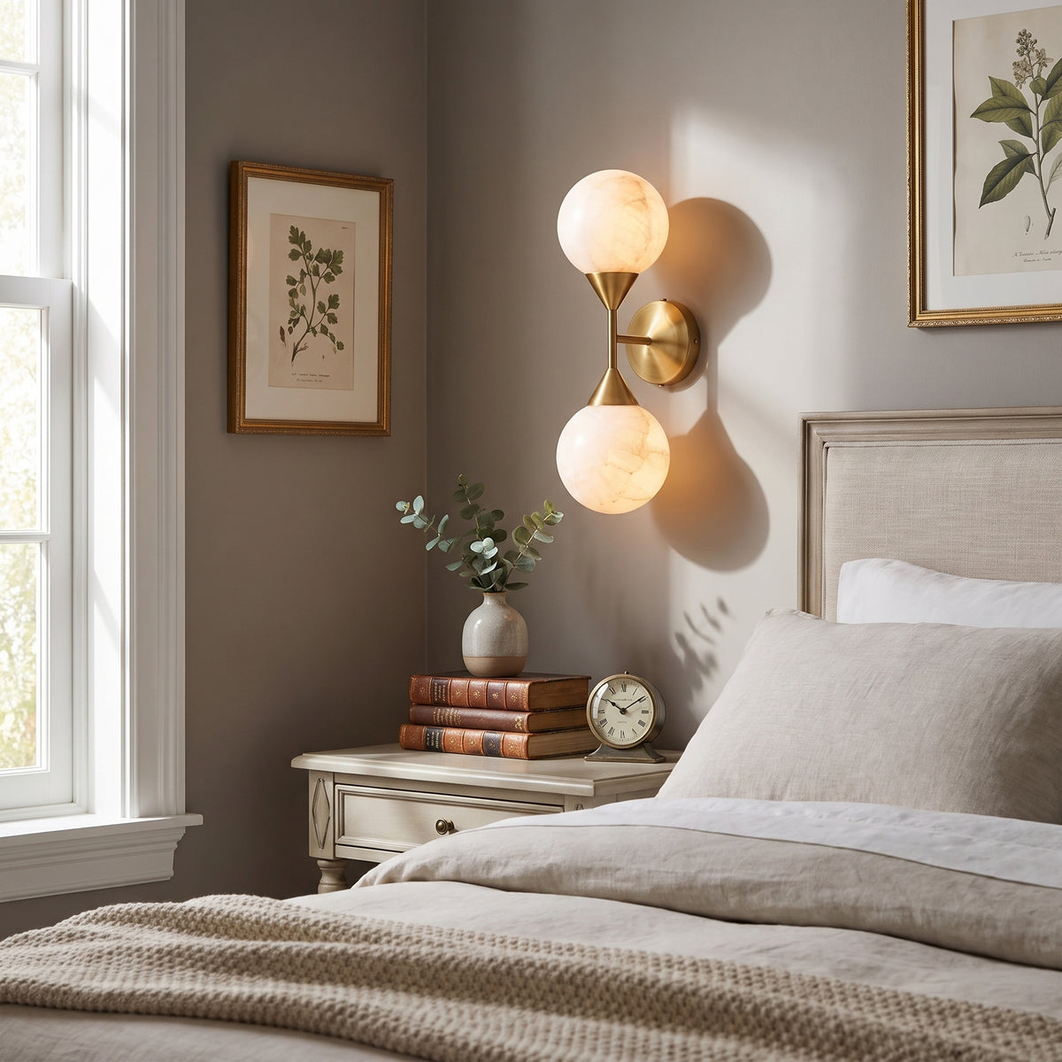 Deux Lunes wall sconce in a bedroom