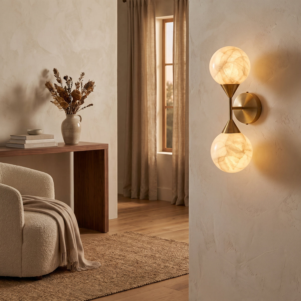 Deux Lunes wall sconce in a living room