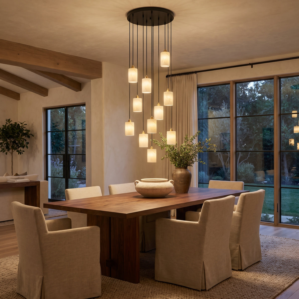Spirale chandelier over a dining table