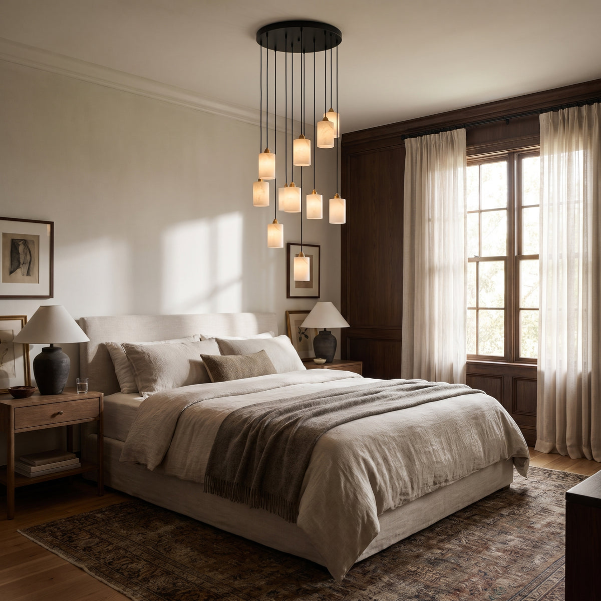 Spirale chandelier in a bedroom