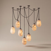 Chainette alabaster chain cascade chandelier in black