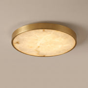 Selene round alabaster and gold flush mount ceiling light