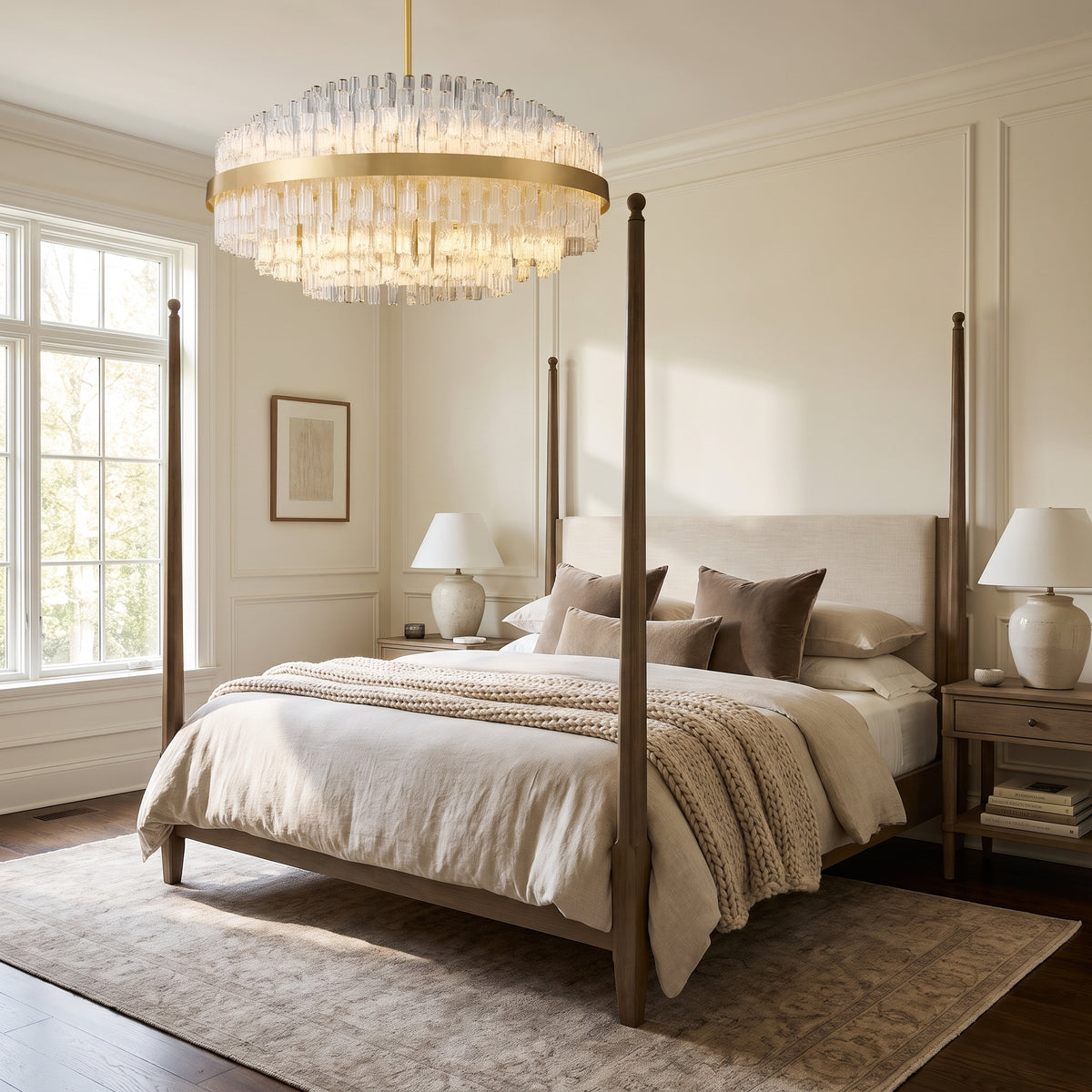 Cascata chandelier in a bedroom