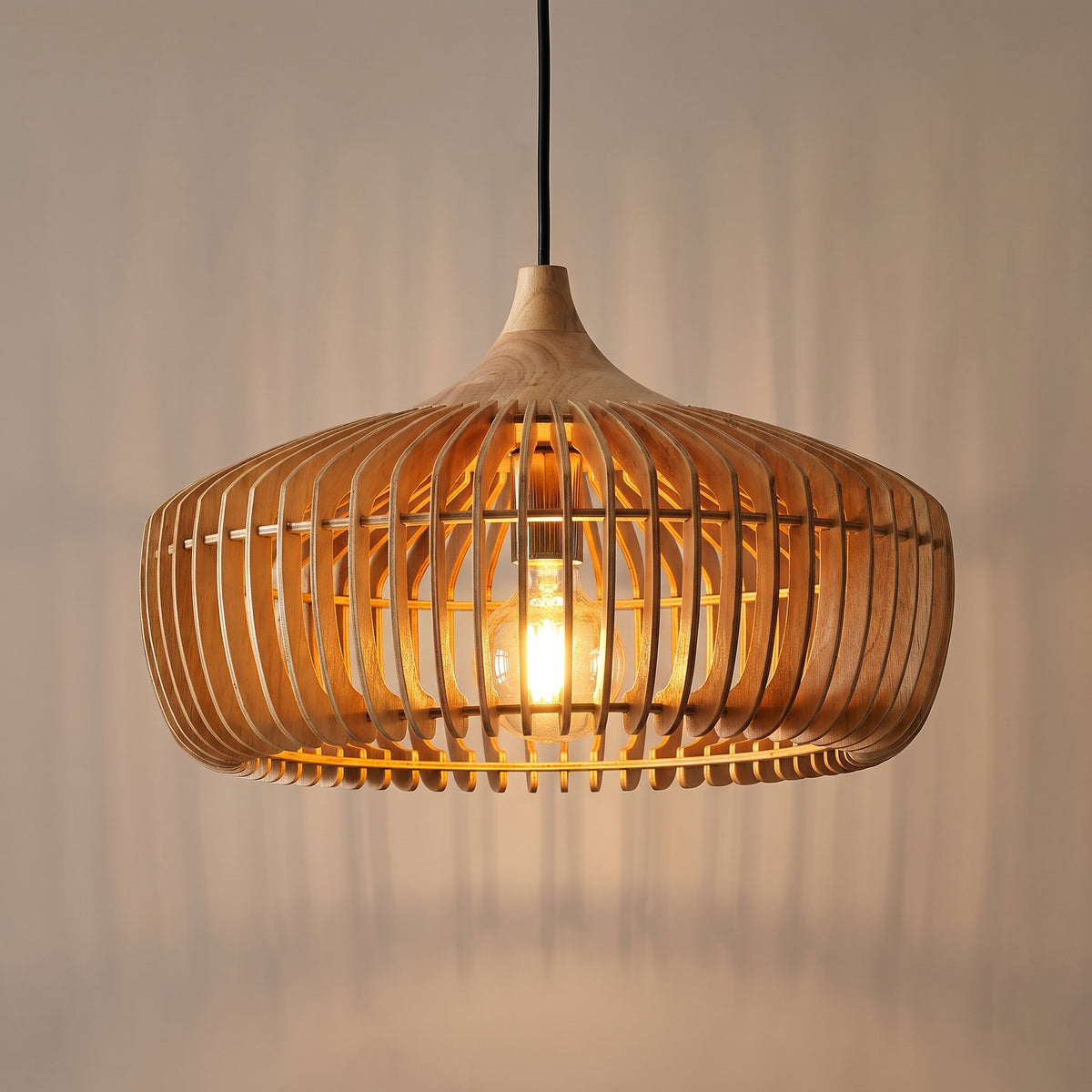 Kumo wood slat dome pendant light