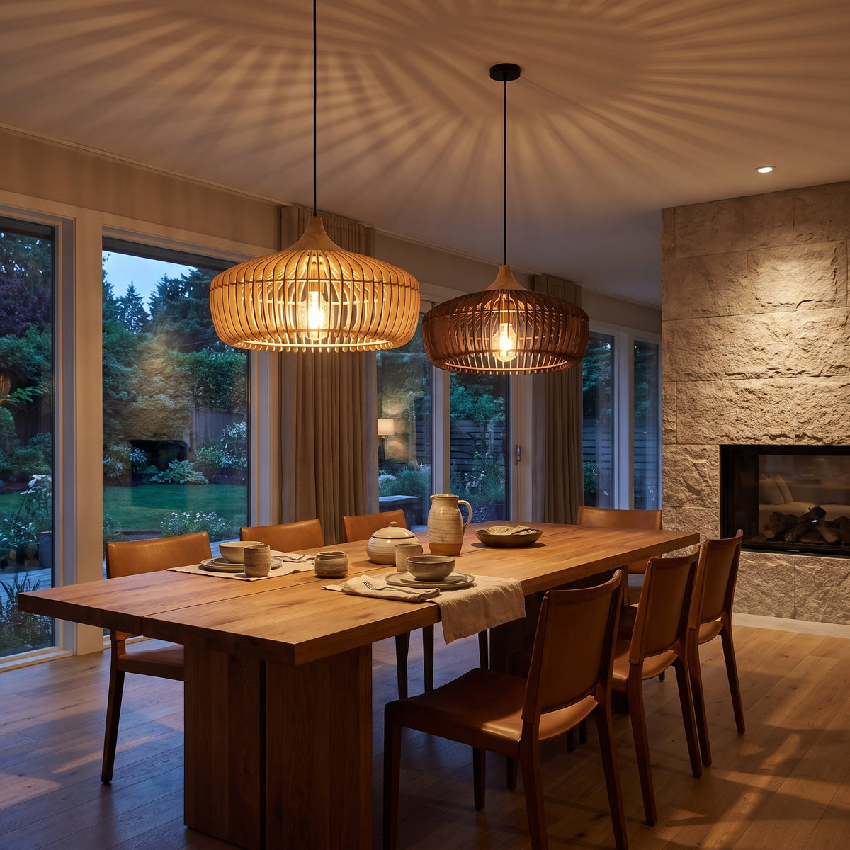 Kumo wood slat dome pendant light
