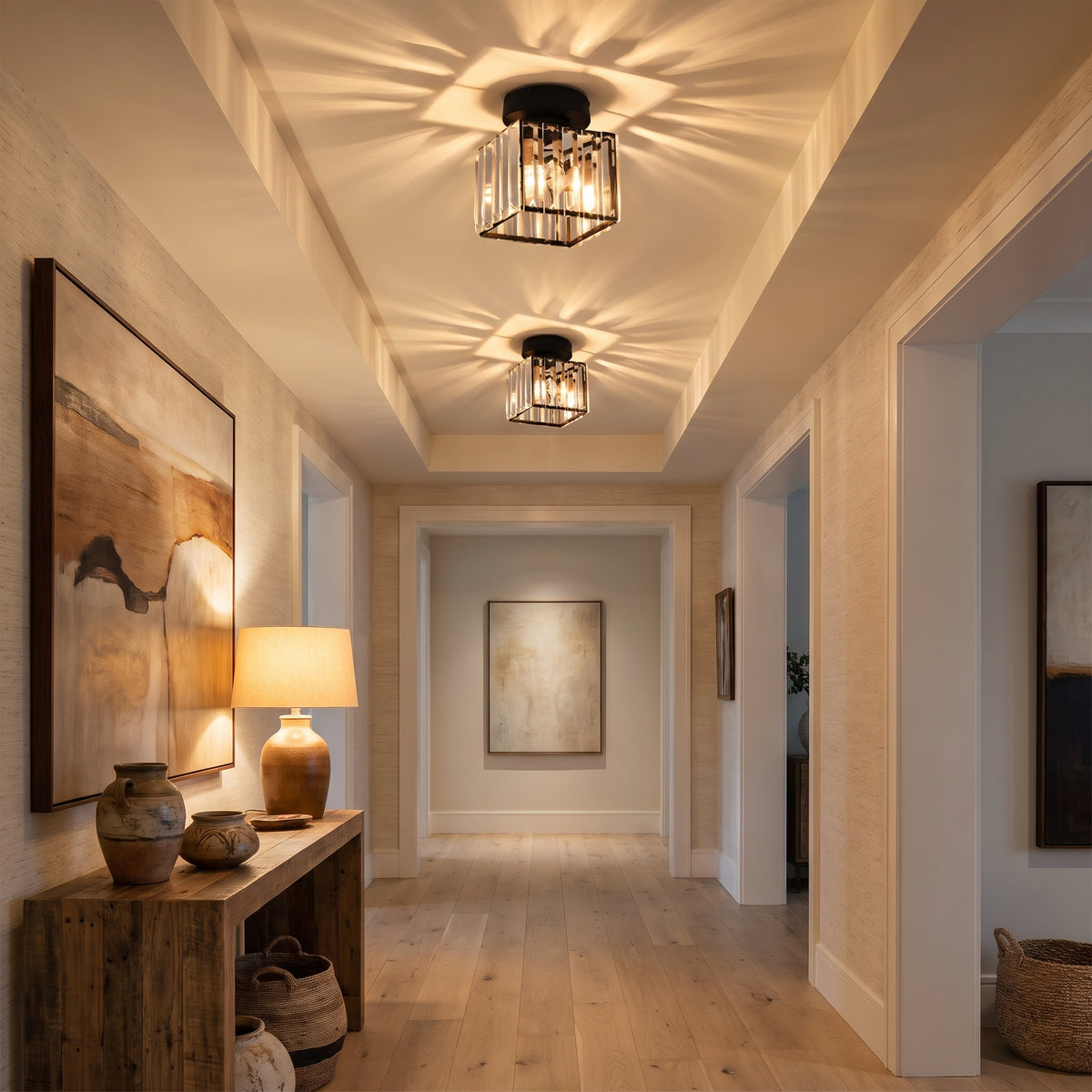 Cora crystal flush mount ceiling light lifestyle