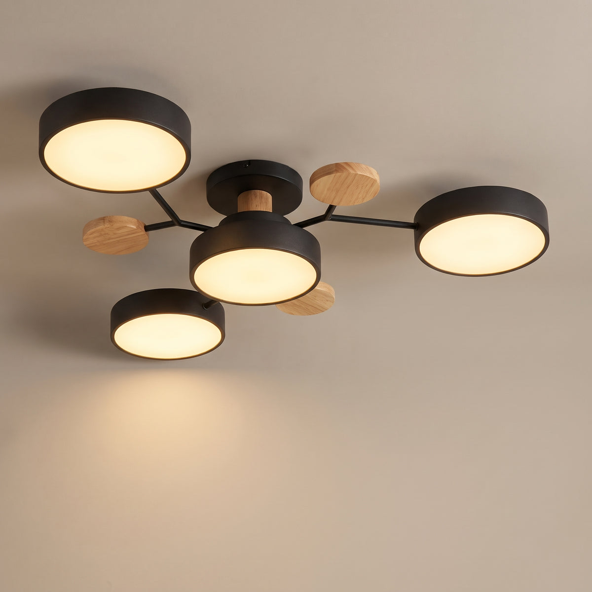 Orbis concentric ring LED ceiling light - studio photo, light on