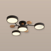 Rondo round iron LED semi-flush chandelier