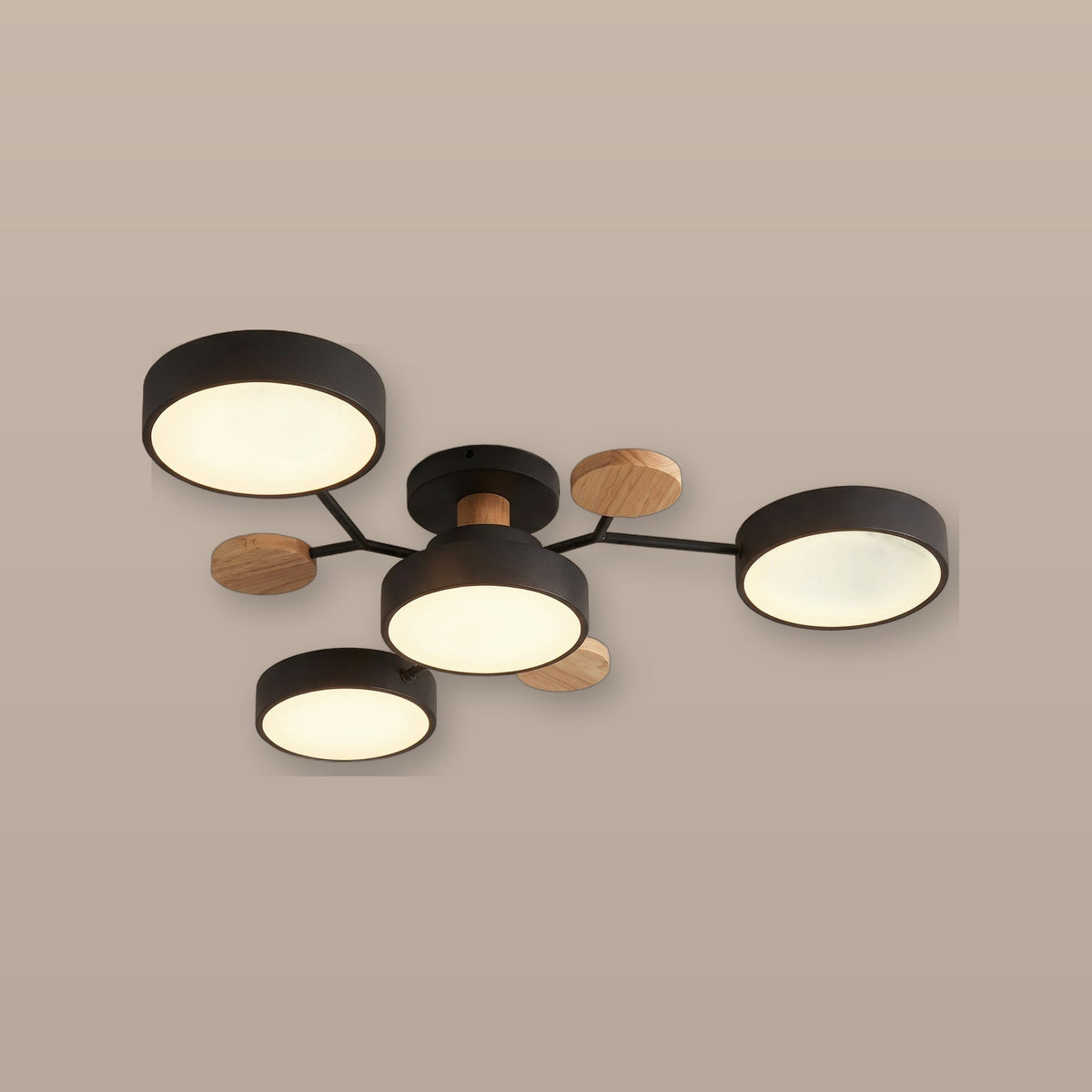 Rondo round iron LED semi-flush chandelier