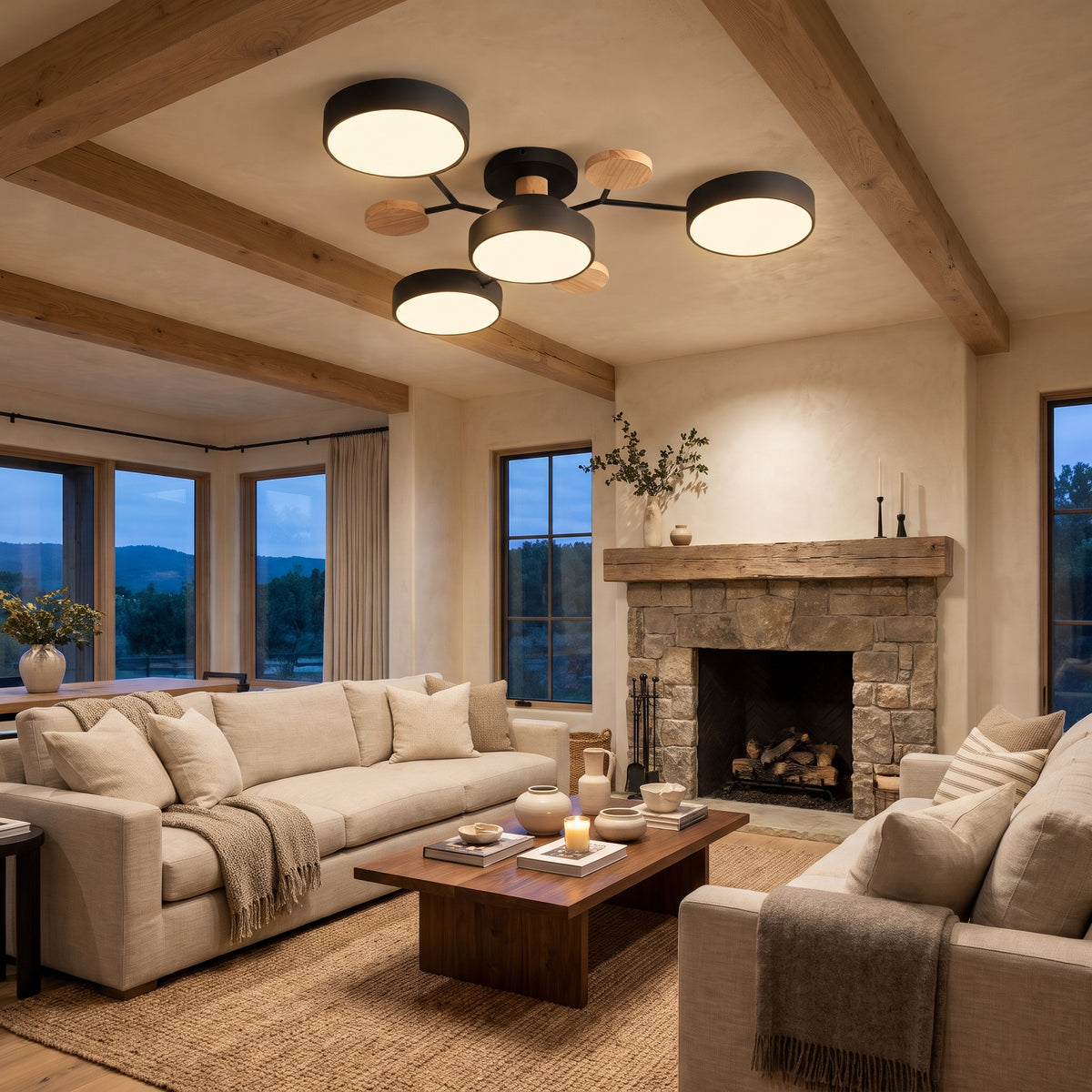 Orbis concentric ring LED ceiling light - in a living space