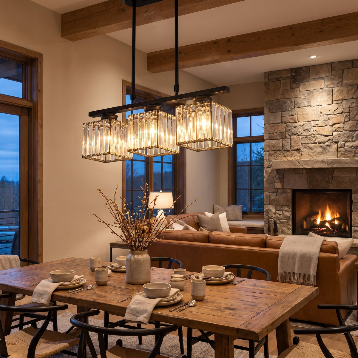 Fjella crystal linear island pendant lifestyle