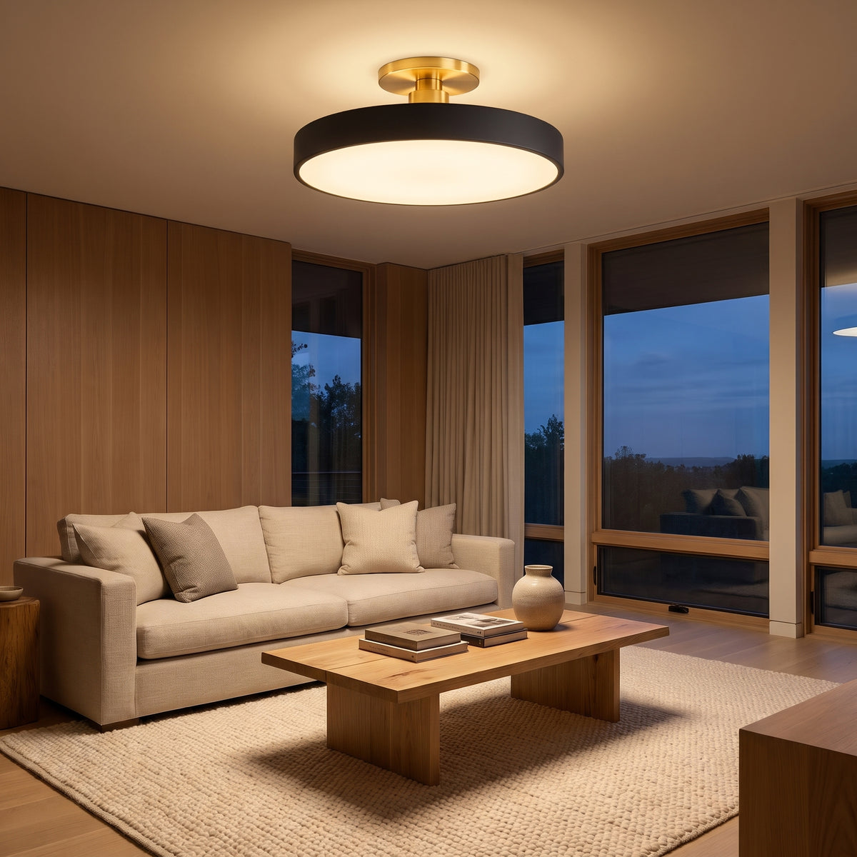 Mira circular LED semi-flush mount ceiling light