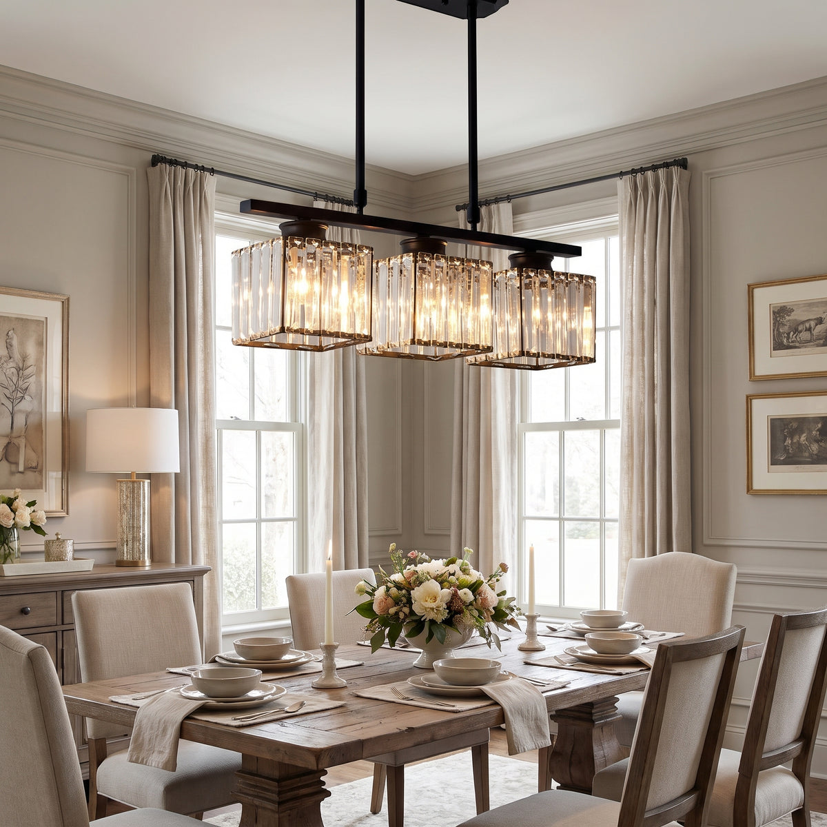 Fjella crystal linear island pendant lifestyle 2