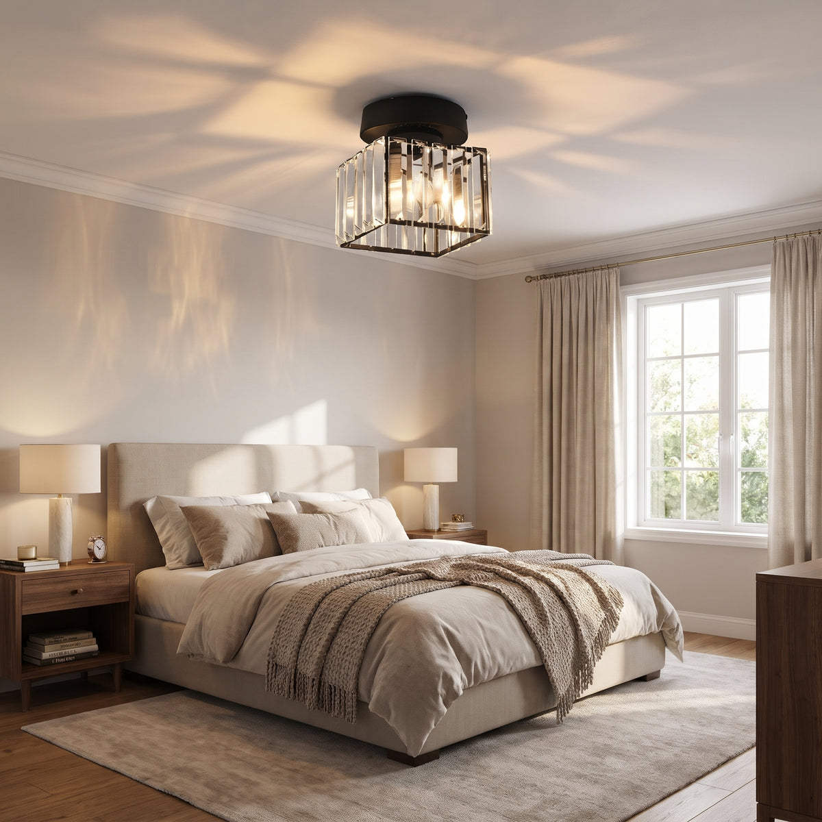 Rivo ribbed clear glass flush mount ceiling light - interior styling