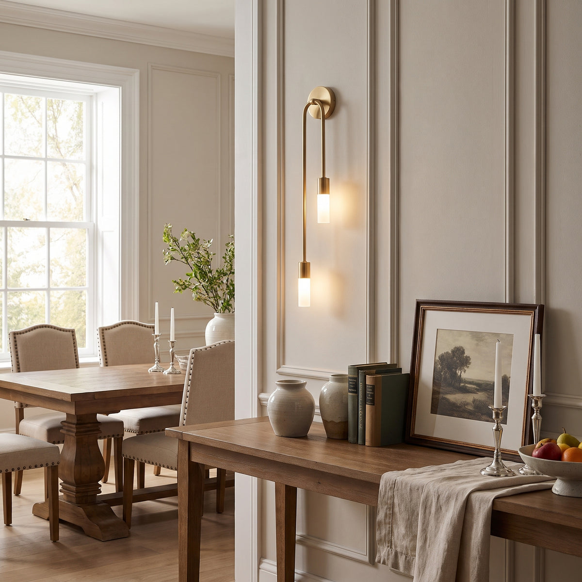 Ailes gold twin-scoop wall sconce