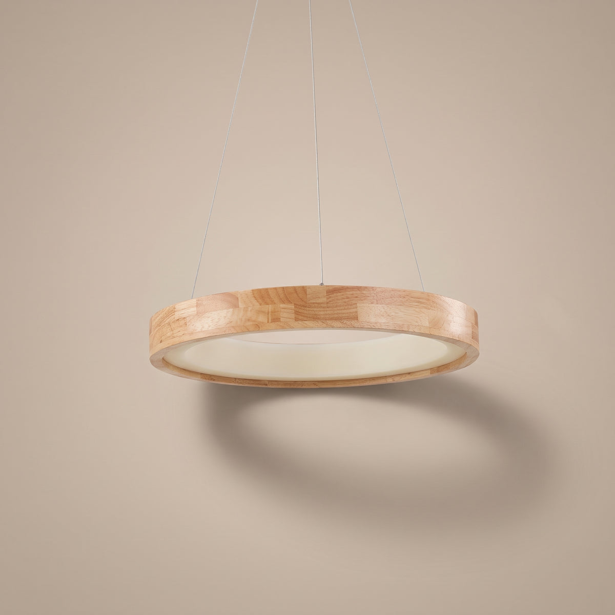 Annulo wood ring LED pendant light detail