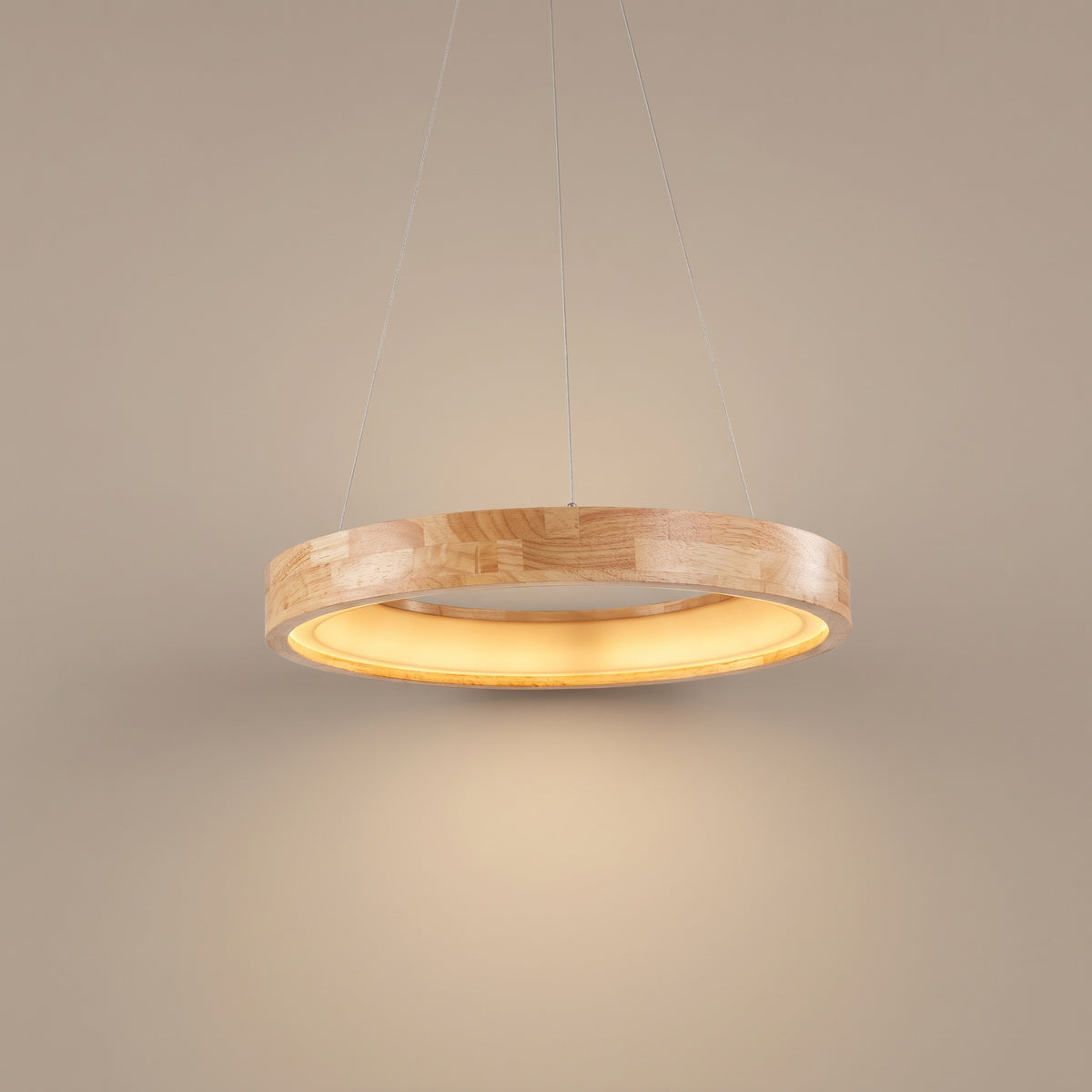 Annulo wood ring LED pendant light studio