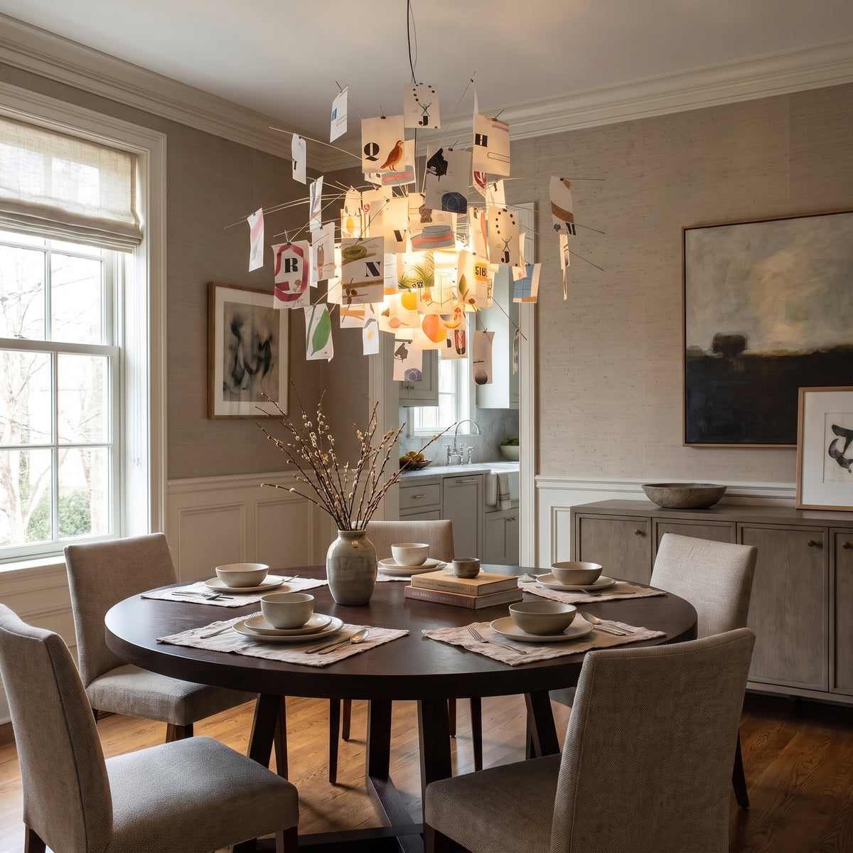 Folio paper leaf statement chandelier