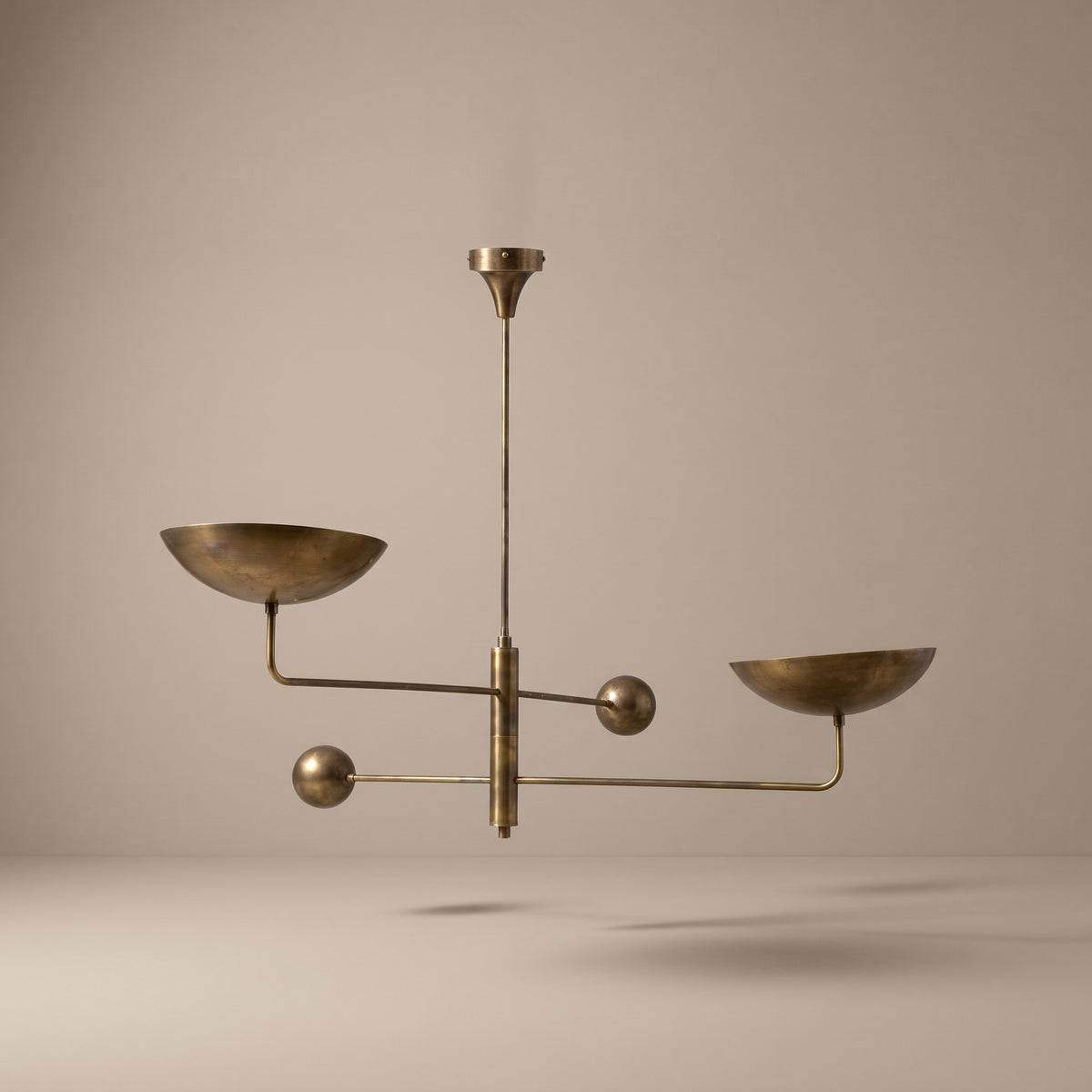 Nauta two-arm brass uplight chandelier