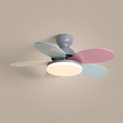 Fiora petal blade ceiling fan with light - studio photo, light on