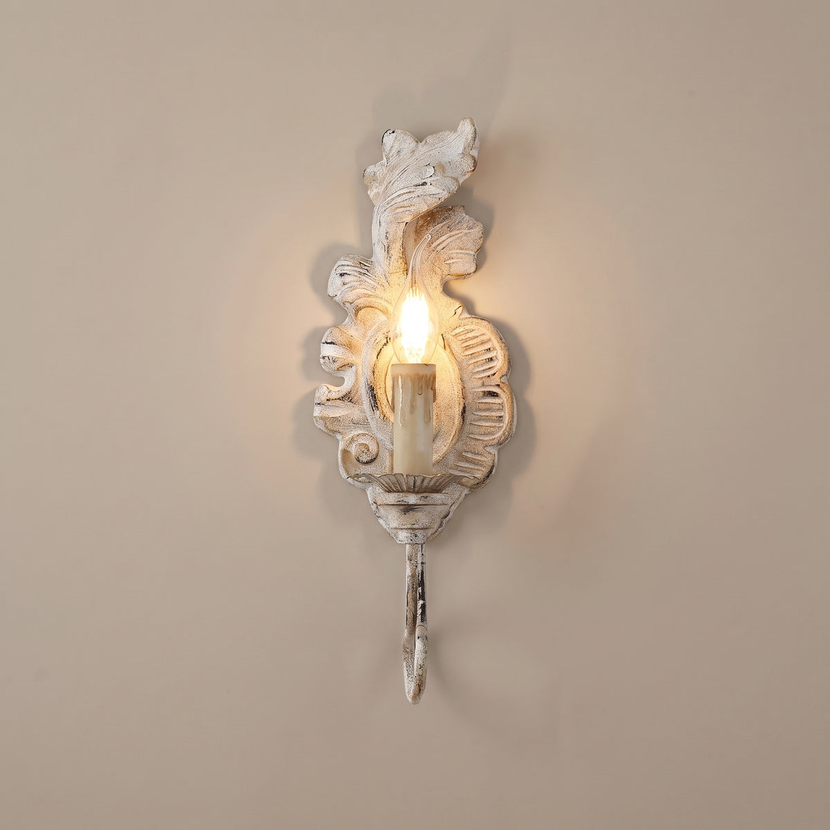 Acanthe French country carved candle wall sconce studio