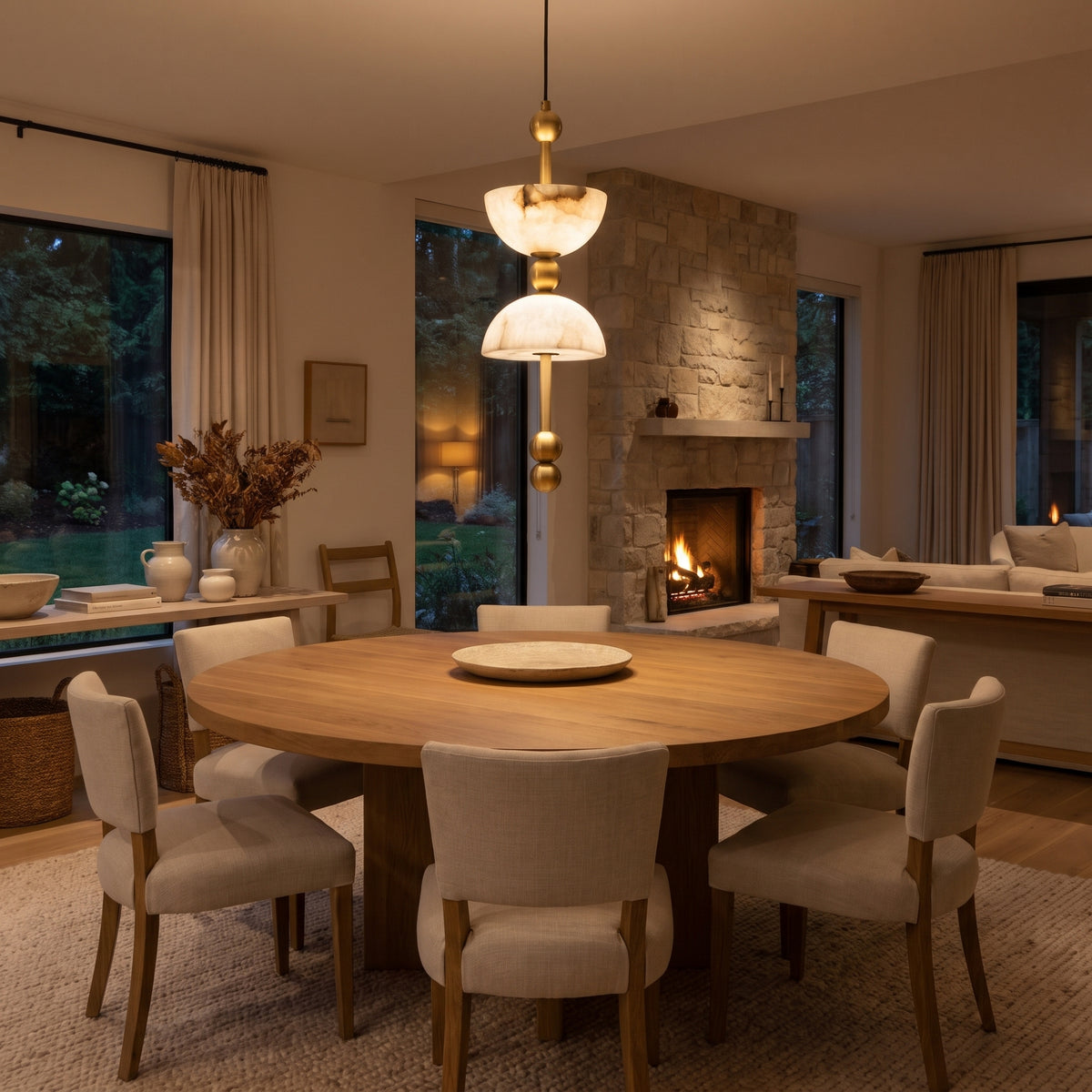 Perle stacked alabaster pendant lifestyle